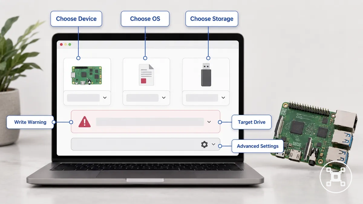 Raspberry Pi Imager setup before writing Raspberry Pi OS to storage