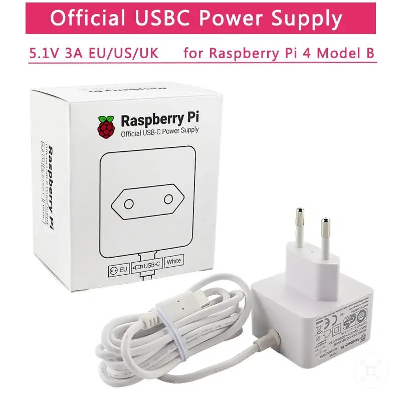 Fuente de alimentación USB-C para Raspberry Pi 4 con opciones de enchufe regional