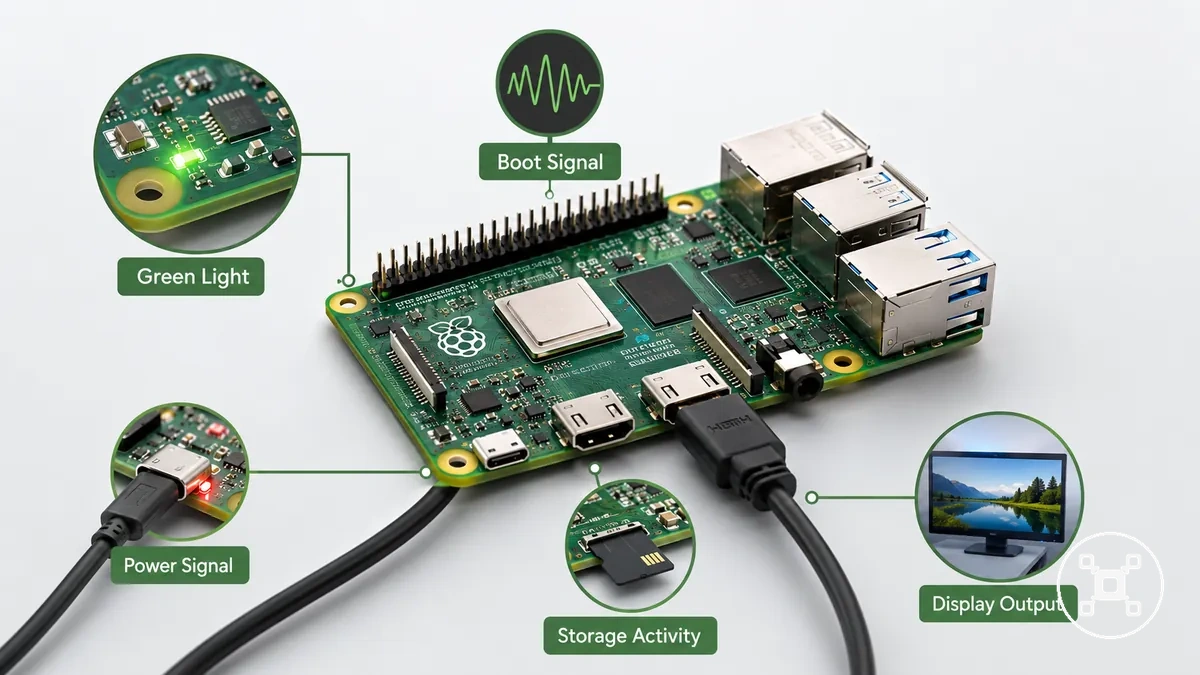 Ubicación de la luz de actividad verde de Raspberry Pi y señal de arranque