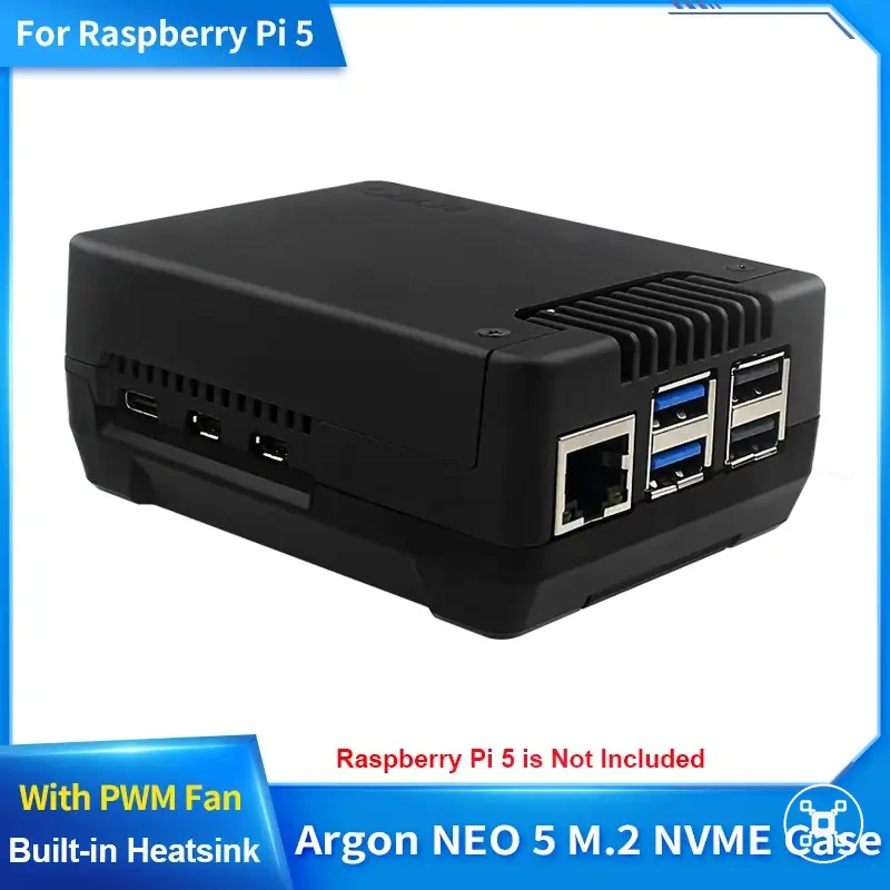 Boîtier NVMe pour Raspberry Pi 5 avec dissipateur et ventilateur intégrés