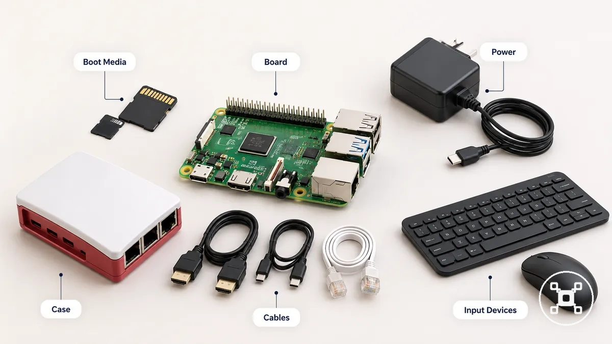 Componentes da configuração Raspberry Pi agrupados para mostrar categorias de custo total