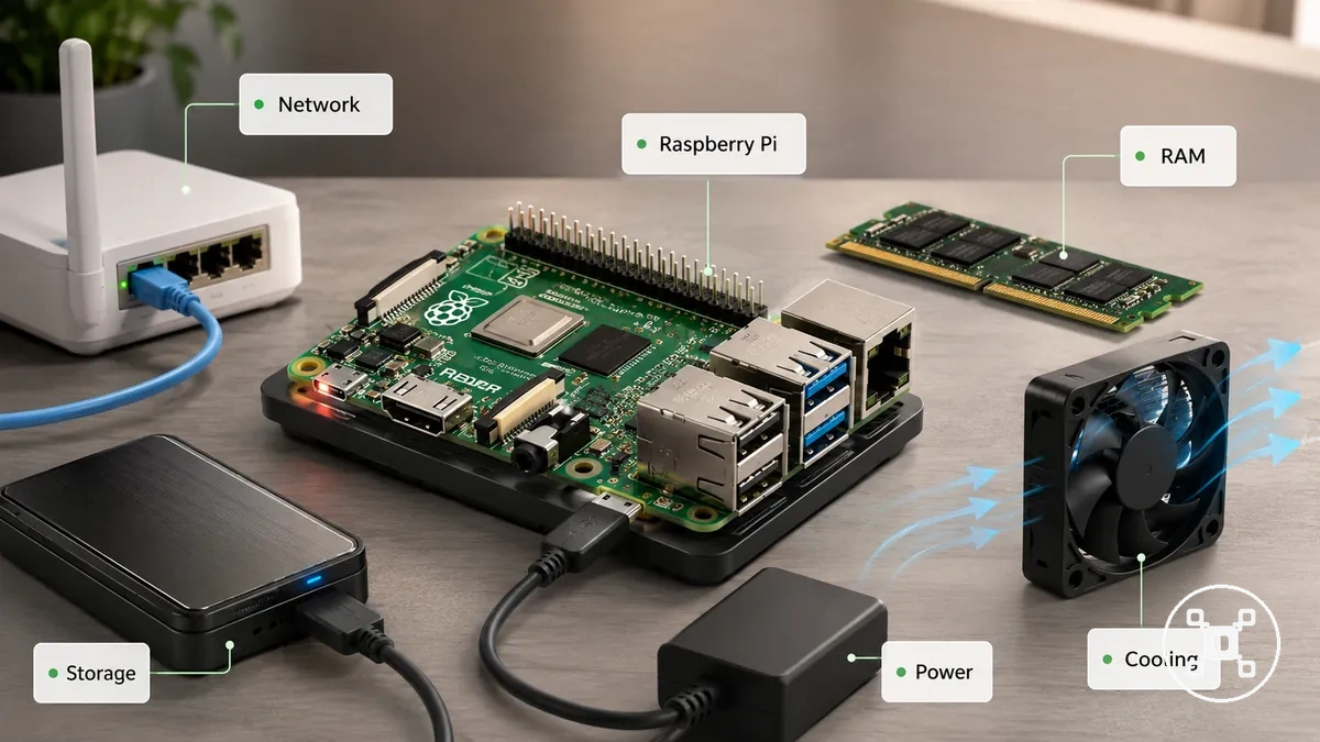 Raspberry Pi ev sunucusu kurulumu: ağ, depolama, güç ve soğutma hususları