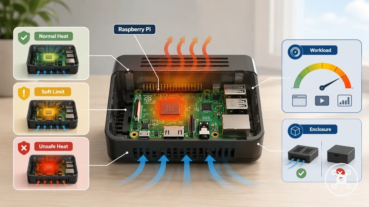 Isı alanı, muhafaza ve hava akışı bağlamında Raspberry Pi kartı