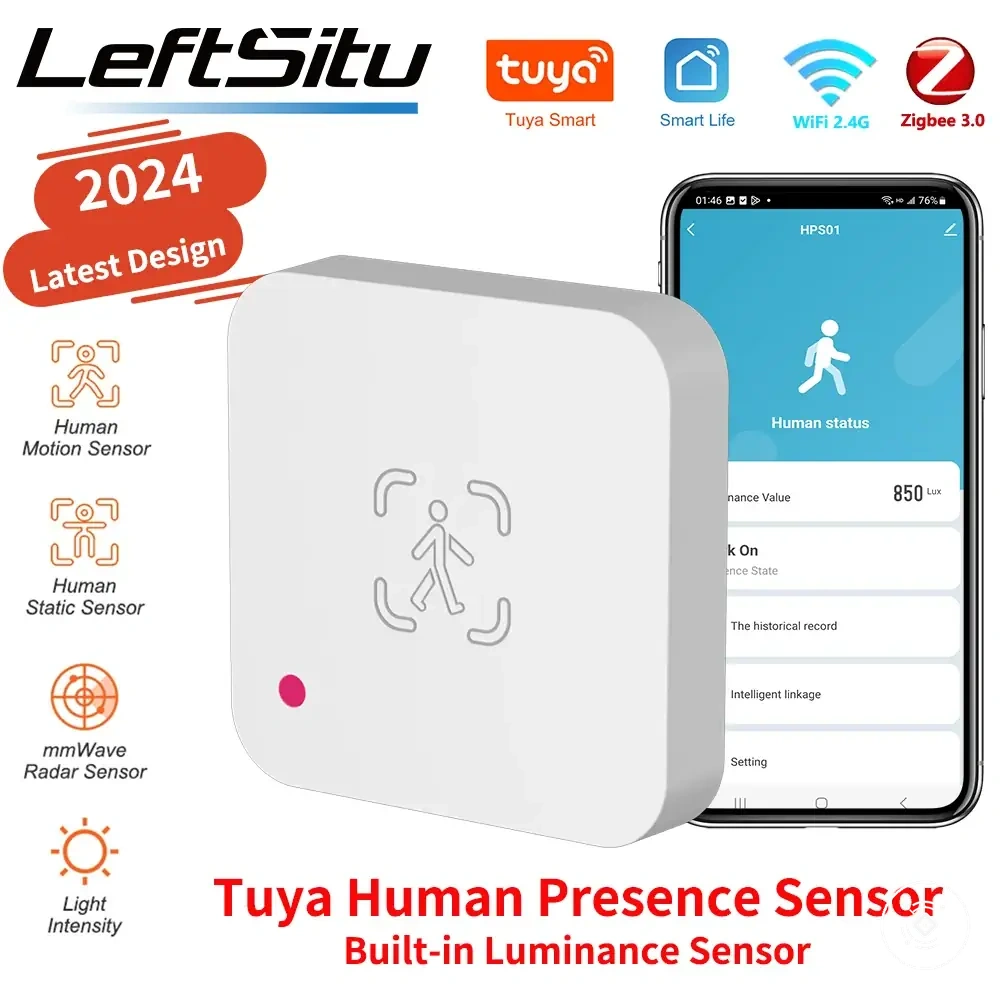 Zigbee- und WiFi-Präsenzsensor für Menschen mit mmWave-Radar und Helligkeitserkennung
