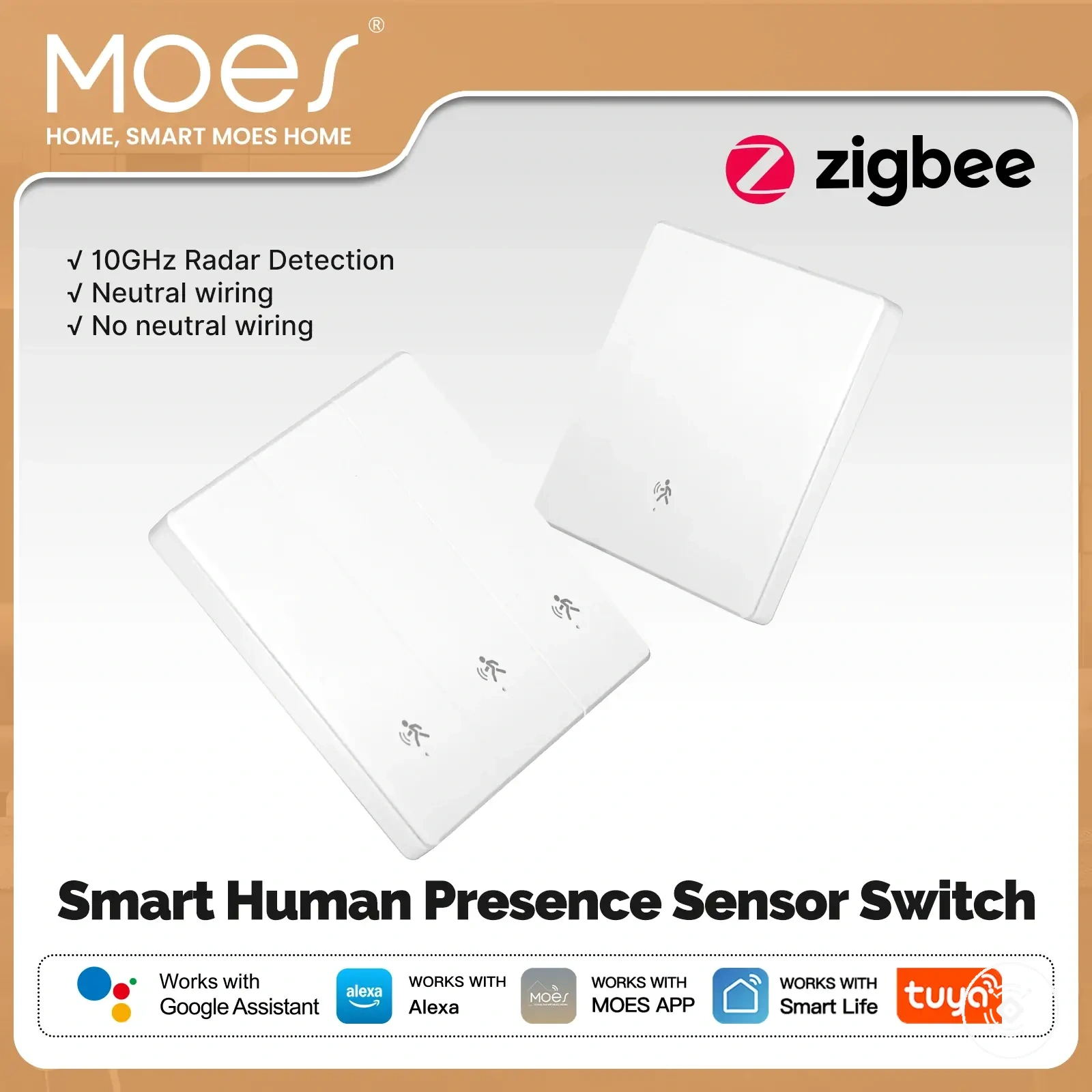 Wall light switch with mmWave human presence sensing for smart home control