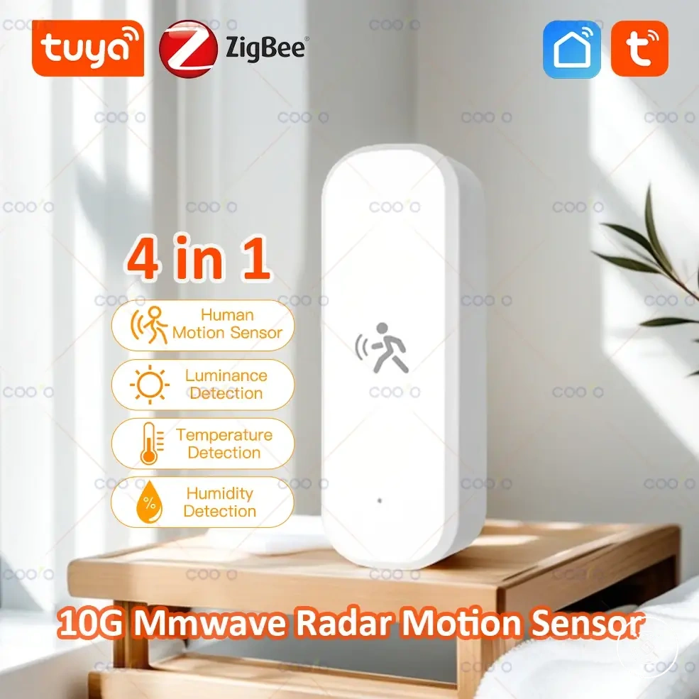 Détecteur humain Zigbee mmWave 10G avec éclairement, température et humidité