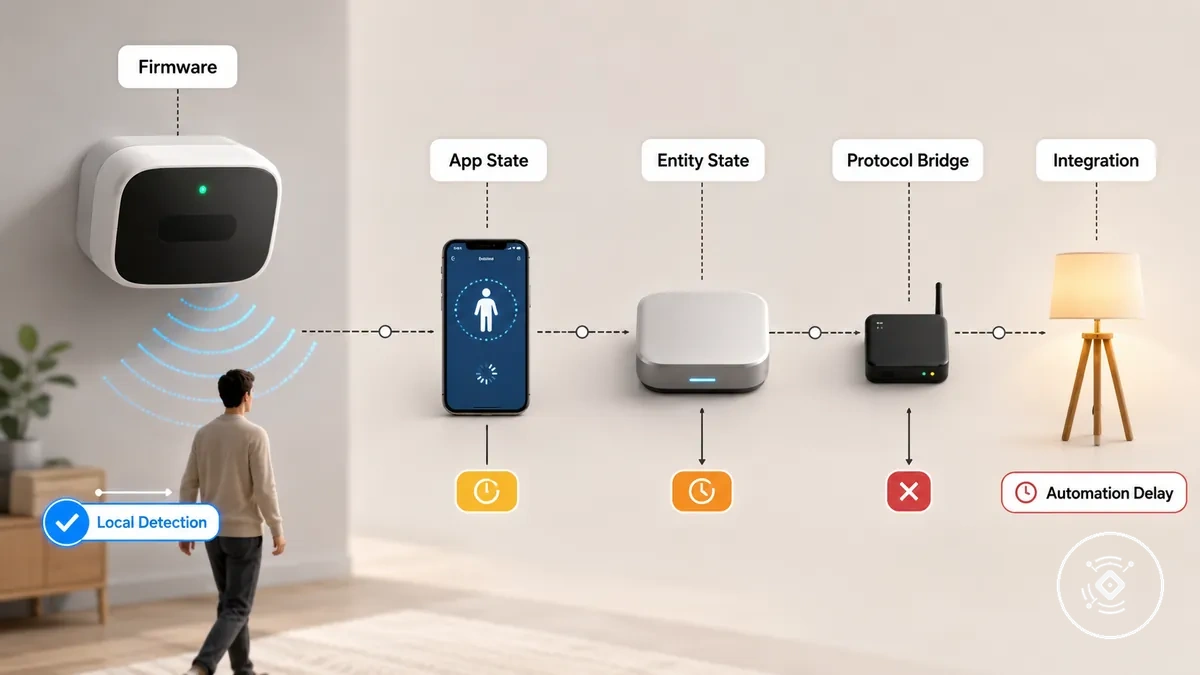 Diagramme des problèmes de rapport du firmware, de l application et de l intégration du capteur de présence mmWave