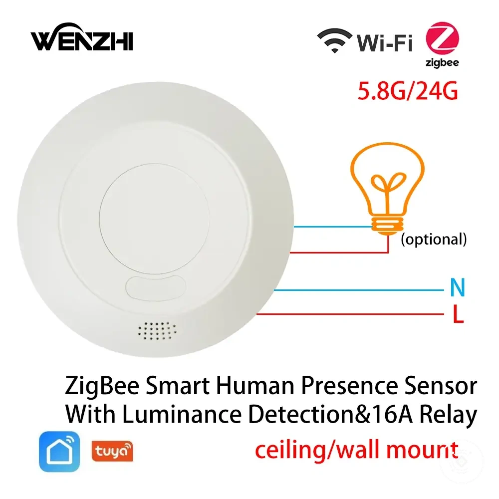 Sensor radar mmWave de presença humana para interruptor de luz com detecção de luminosidade