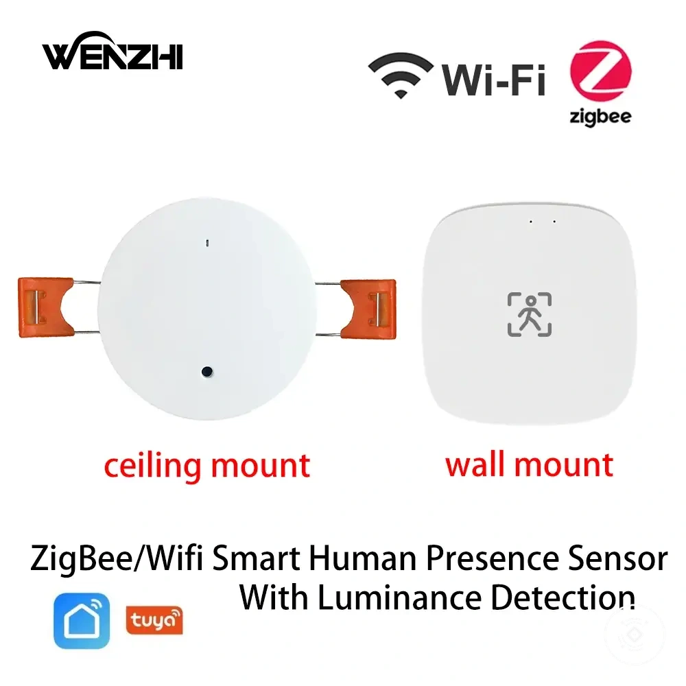 Farklı voltaj girişleri için Zigbee ve WiFi seçenekli mmWave insan varlık sensörü