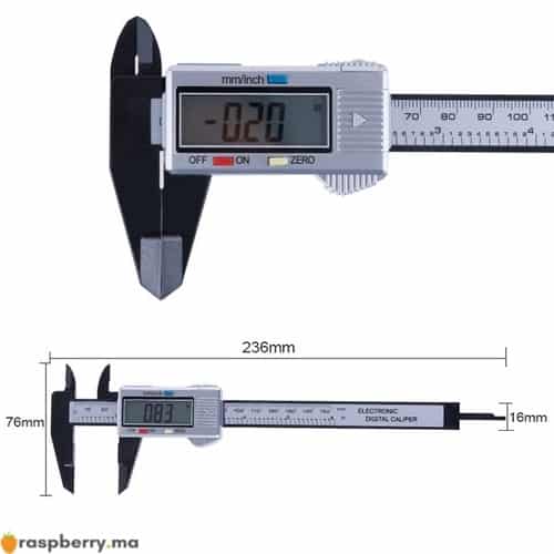FISHTEC Pied à Coulisse Numérique Digital 150 mm - Fibre de Carbone - Ecran  LCD - Mesure Rapide et Précision 0,1 mm - Fonction Remise à Zéro - Mesure  de Diamètre Calibre