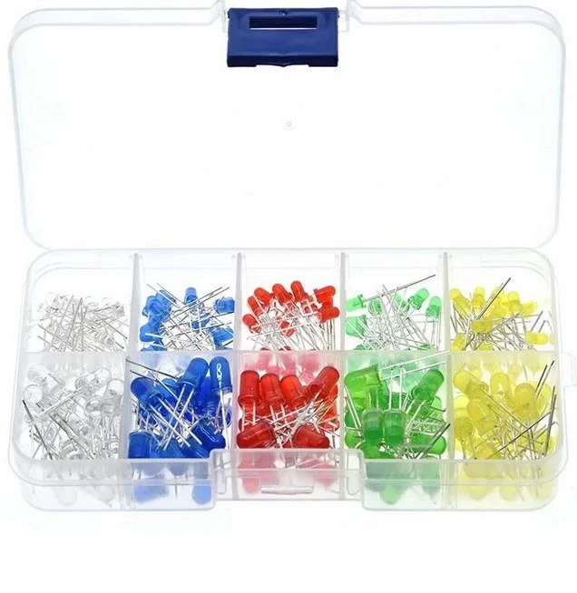 Kit-200-LED-3-mm-5-mm-Couleur-Rouge-Vert-Jaune-Bleu-Blanc-2