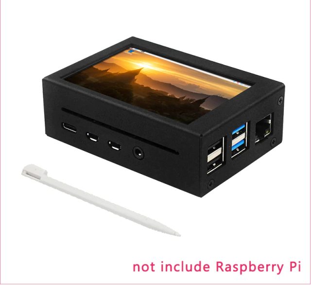 owootecc Raspberry Pi 4 Ecran Tactile avec Boîtier, Raspberry Pi 3.5 Pouces  Ecran Tactile avec Raspberry Pi Dissipateur Ventilateur, 320x480 Moniteur