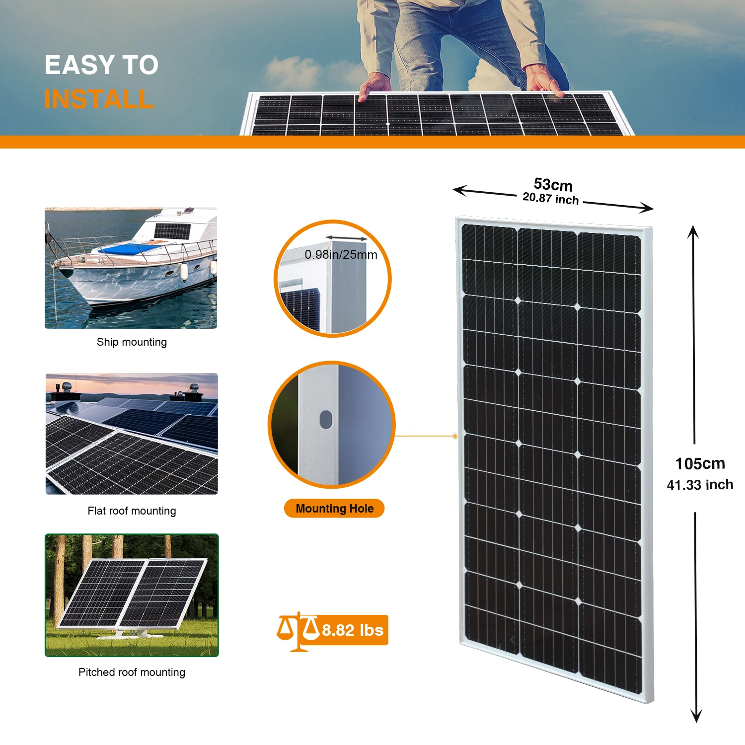 Panel Solaire Kit Complet Rigide 12V