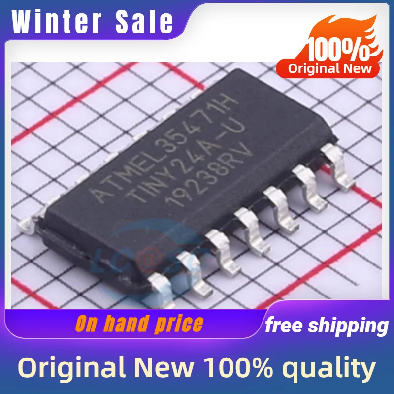 10pcs ATtiny24A-SSU Microcontrollers - SOIC-14 Package, AVR ATtiny24A / ATtiny24 Chips