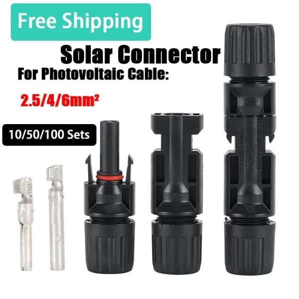 Lot De 50 Paires De Connecteurs Solaires MC4 étanches IP68 - Pour Câbles PV 2.5 à 6 Mm², Avec Tournevis Et Sac