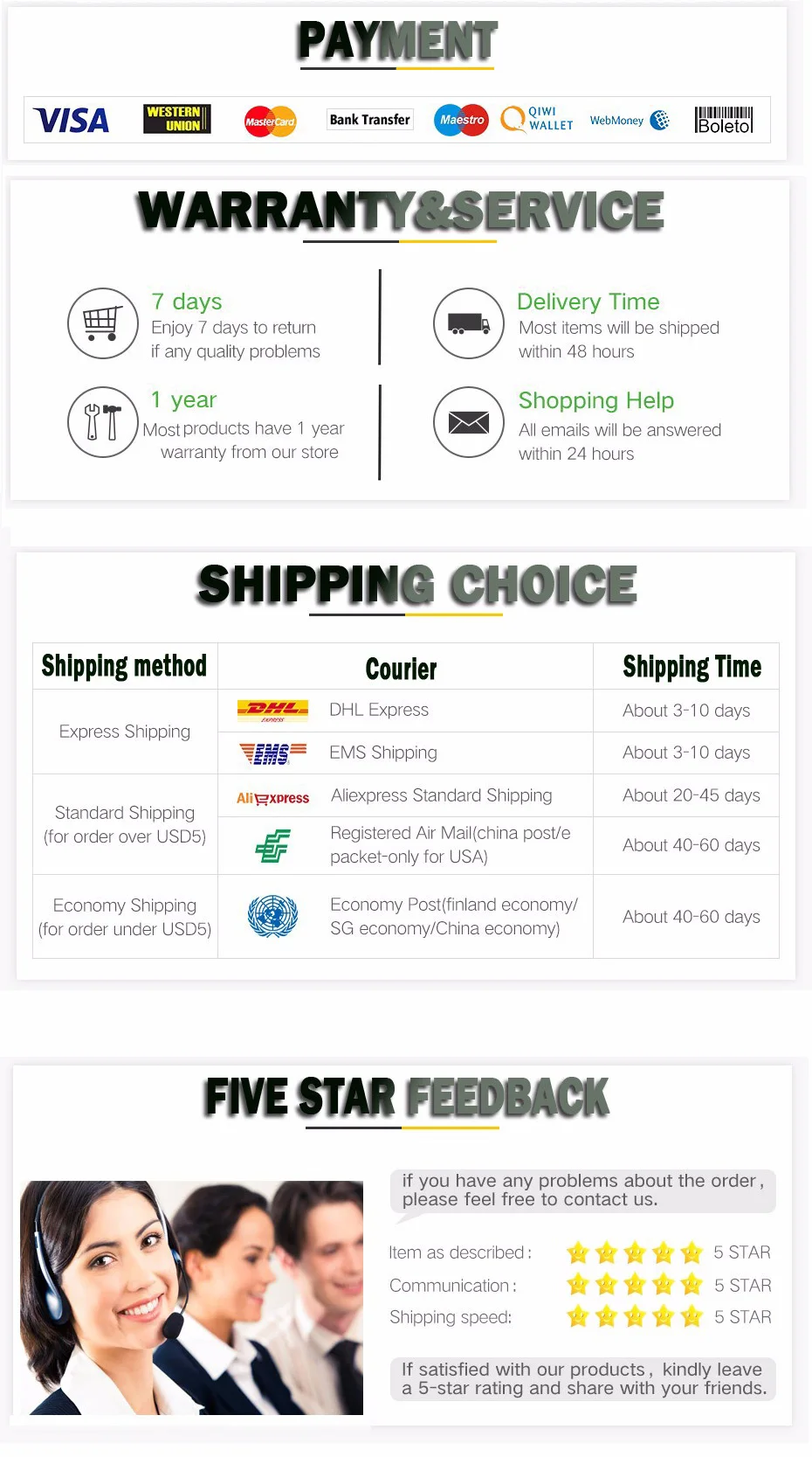 Moyens d'expédition