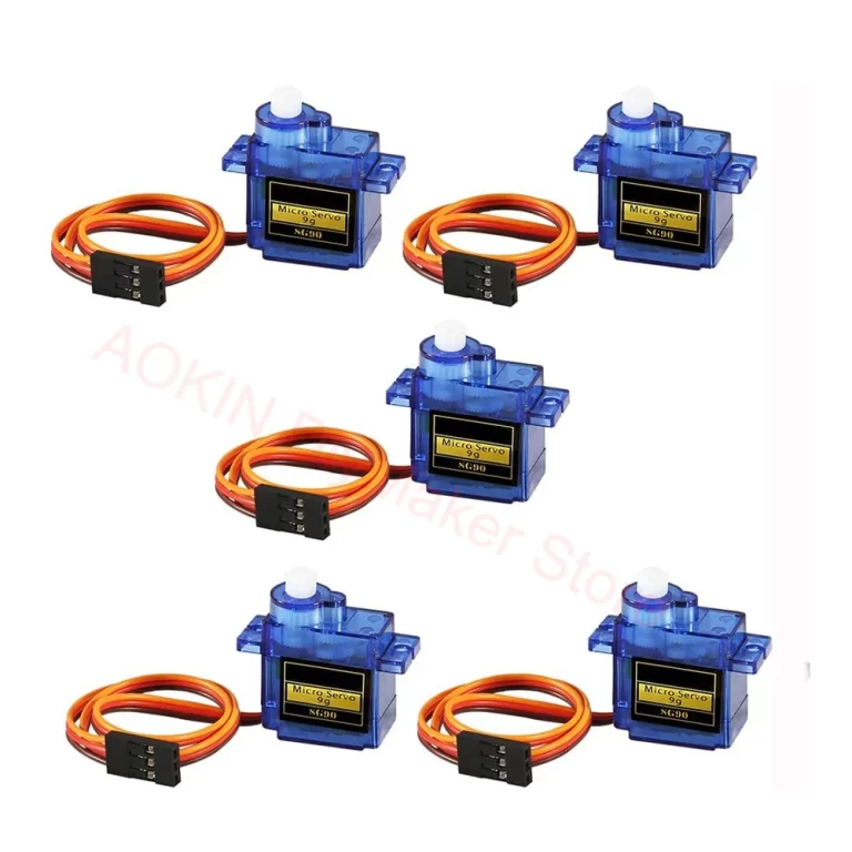MMOBIEL Kit de micro-servomoteur SG90 de 5 pièces 9 g pour drone RC/voiture/ avion/hélicoptère/véhicules/robots/compatible avec les projets Arduino et Raspberry Pi