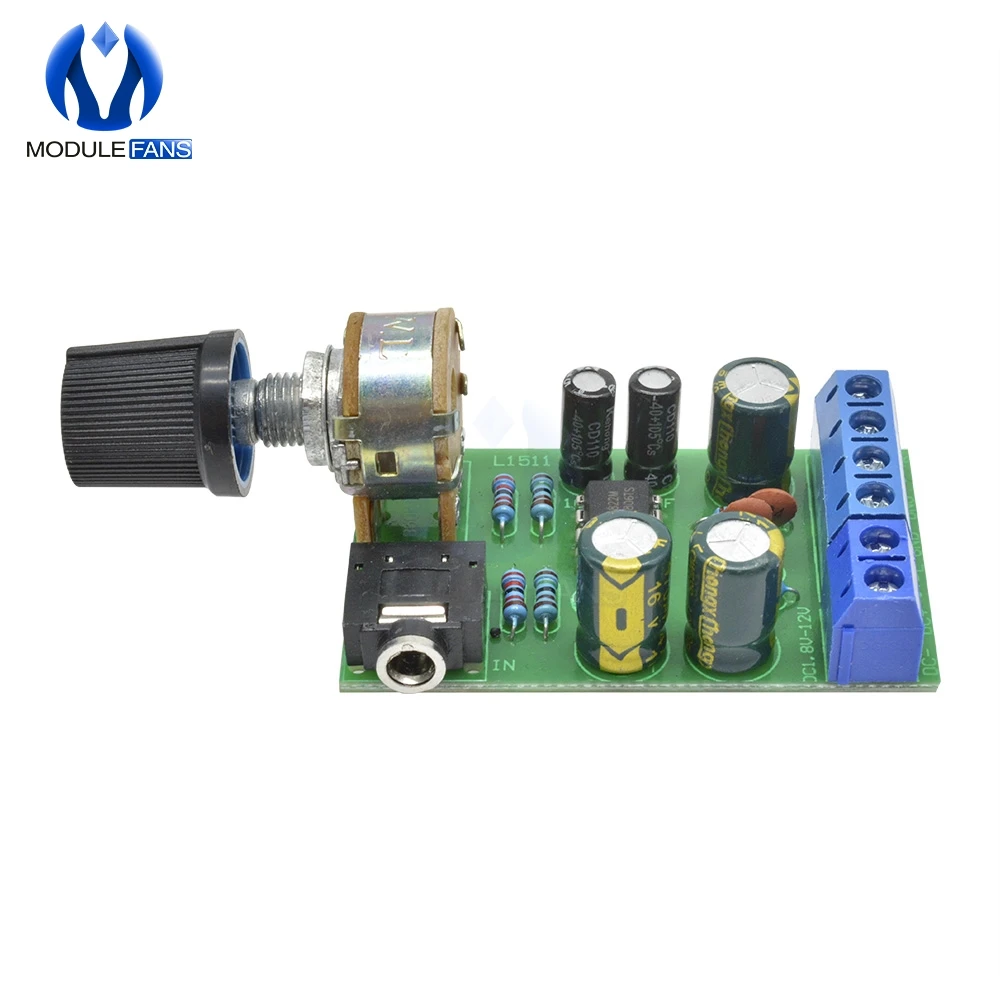 Carte Amplificatrice Stéréo TDA2822M 2 Canaux - Alimentation DC 1.8V à 12V, Entrée 3.5mm AUX, Qualité Sonore élevée