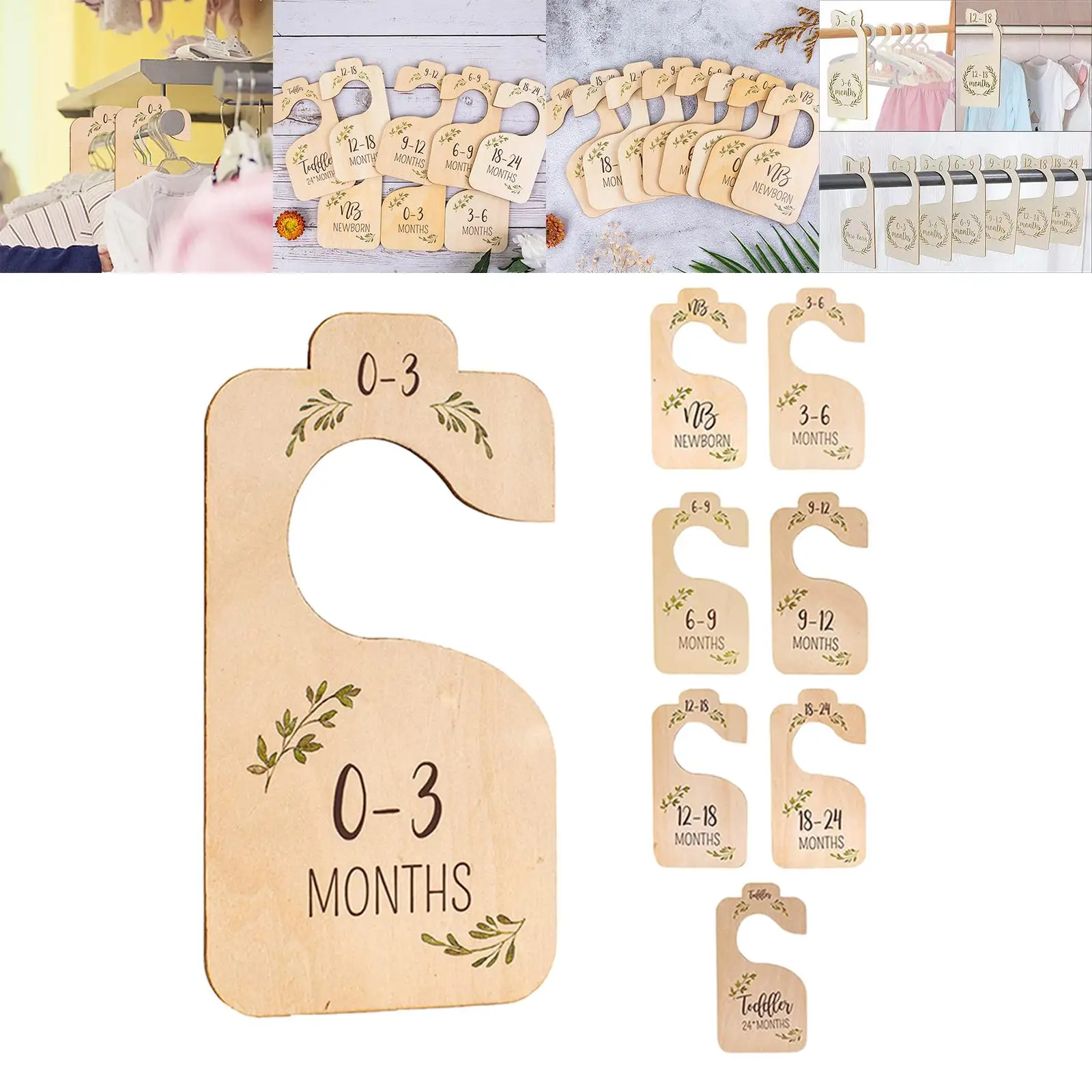8x Wooden Closet Divider,Nursery Clothes Organizers,Hanging Clothes Dividers Newborn Closet Dividers