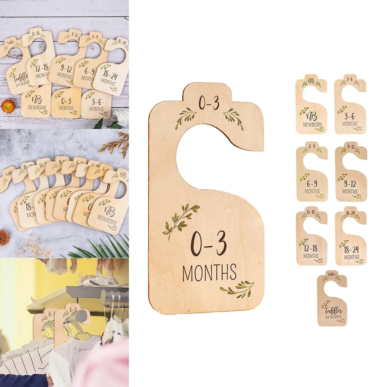8x Wooden Closet Divider,Nursery Clothes Organizers,Hanging Clothes Dividers Newborn Closet Dividers