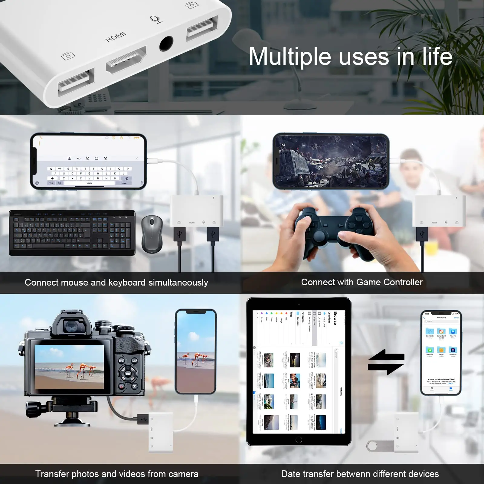 Adaptateur USB OTG vers HDMI pour iPhone