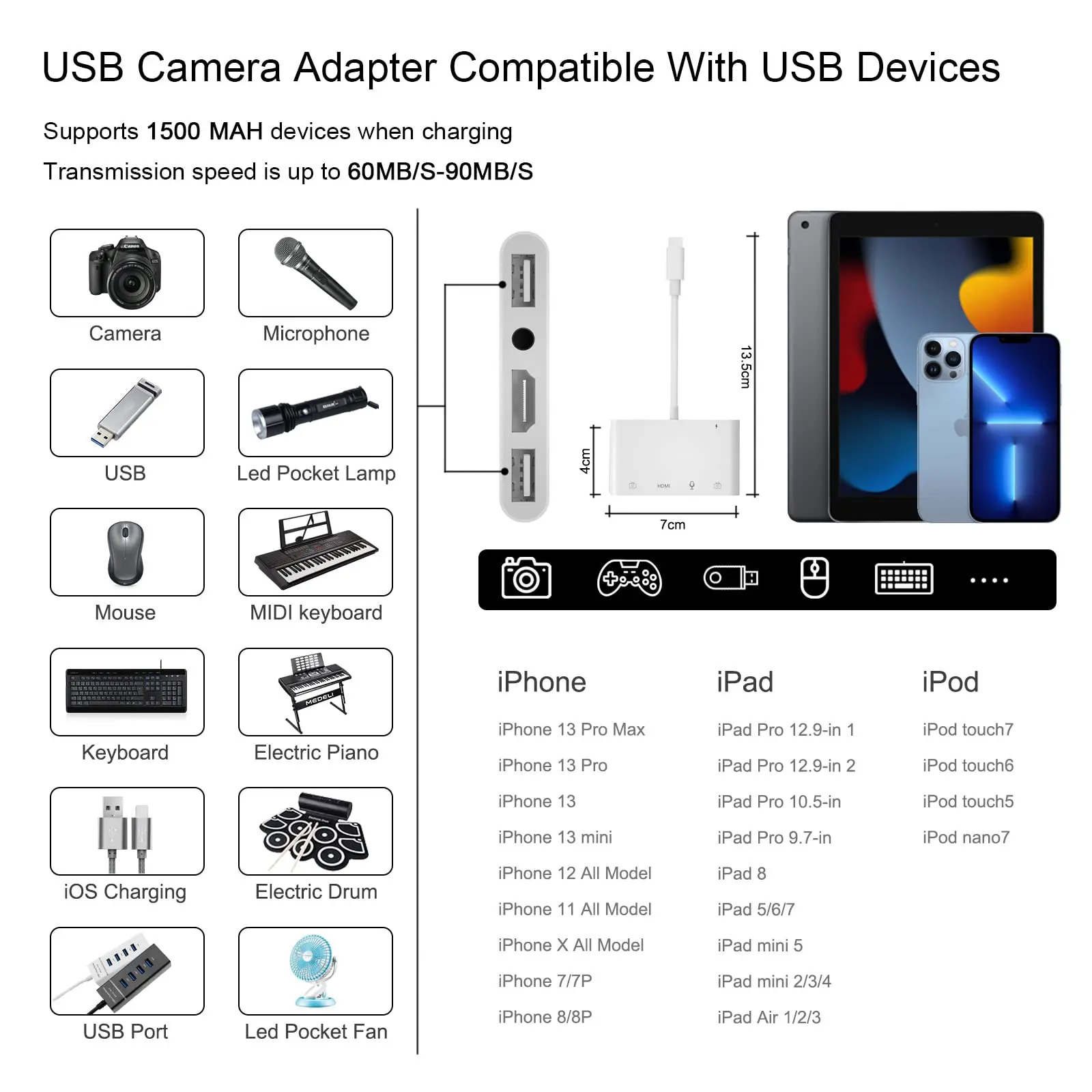 Adaptateur USB OTG vers HDMI pour iPhone
