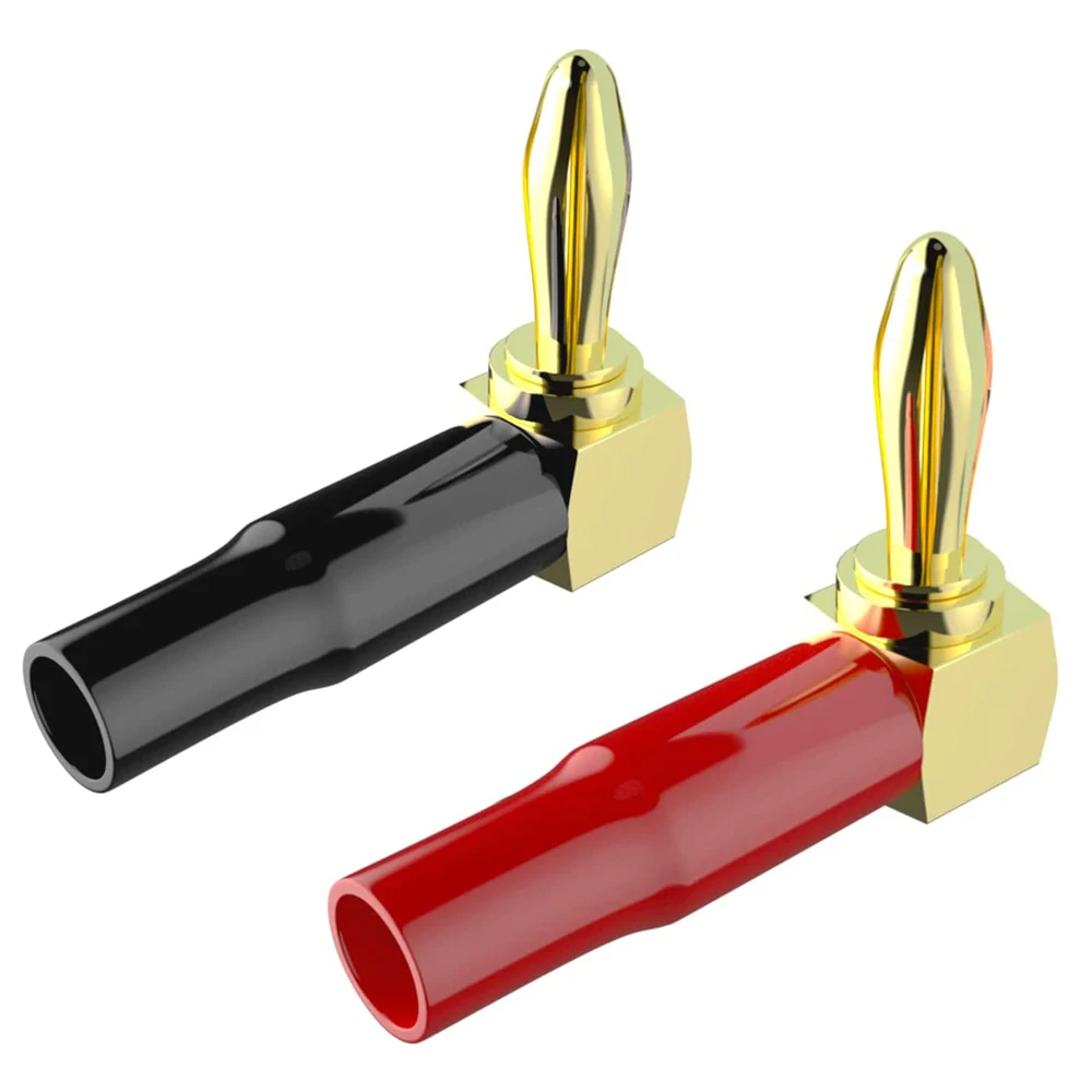 Connecteurs Banane Plaqués Or 24 Carats - 4 Fiches (2 Paires) - Pour Câbles Haut-parleur SKW