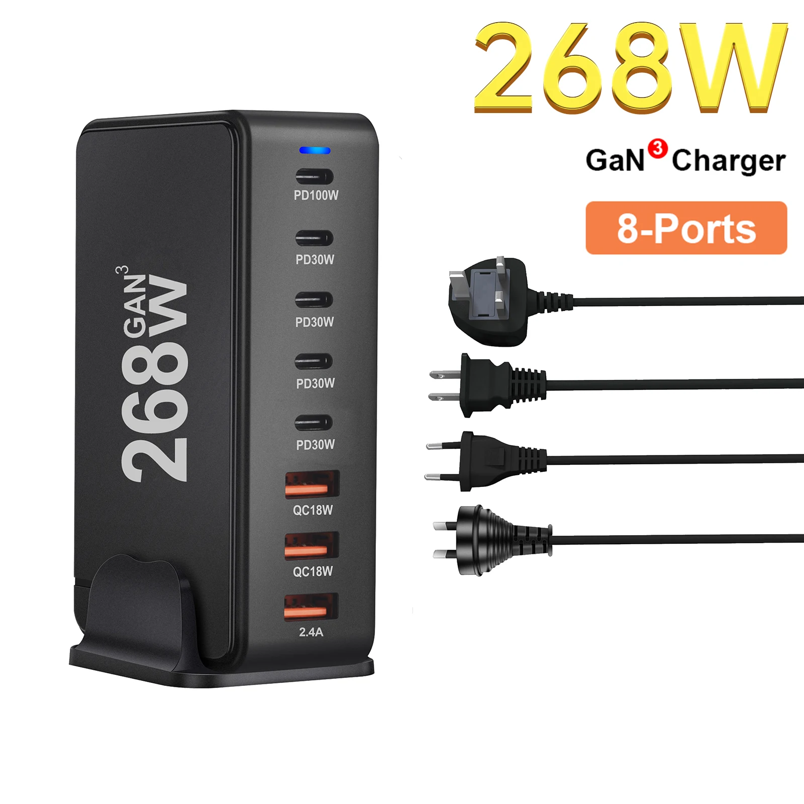 Chargeur de bureau GaN 200 W Chargeur USB Type C PD 6 ports Chargeur