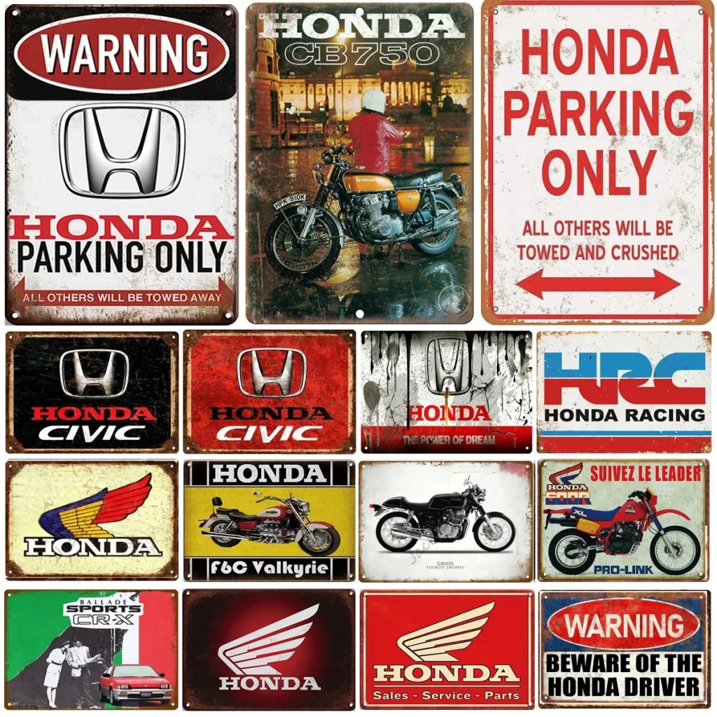Plaque Tôle Honda – Logo Moto Métal – 40 Cm – Nostalgic Art – Déco Murale