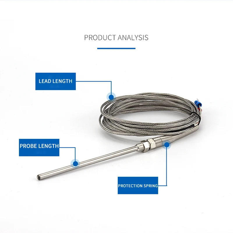 Fil De Thermocouple Tressé Inox - 3 Mètres, Gaine Acier, Isolation Jusqu'à 315°C, Pour Sonde PT101