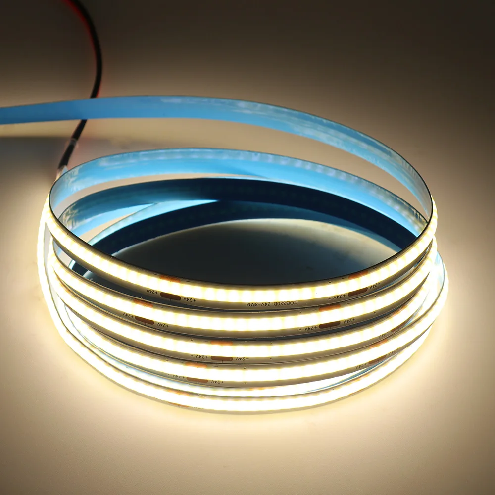 Ruban LED COB Haute Densité 480 LEDs/m - Flexible, 12V/24V, 1 à 5 Mètres, Pour Décoration Intérieure