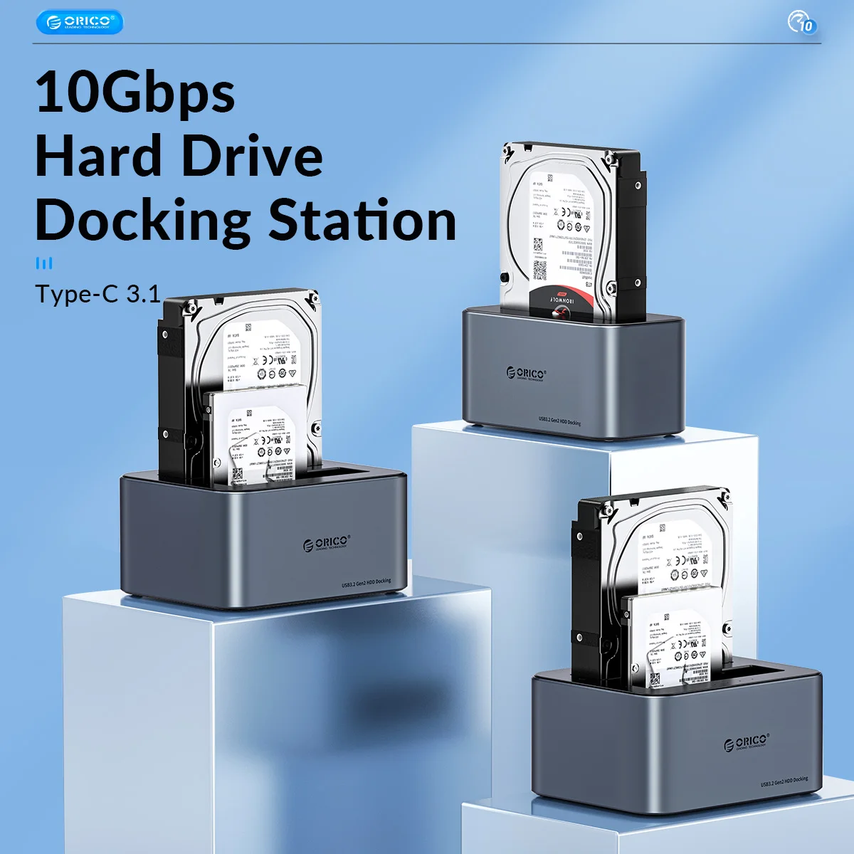 Boîtier RAID Double Baie ORICO MiniTower – Jusqu'à 56 To, Compatible HDD/SSD NVMe, Hub USB-C 10 Gbps, Pour Mac Mini