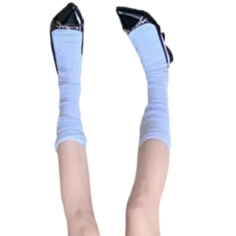 Chaussettes Harajuku en maille couleur unie pour femmes