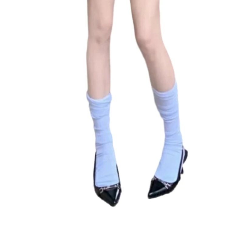 Chaussettes Harajuku en maille couleur unie pour femmes