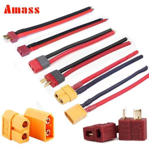 Adaptateur XT90 Mâle Vers XT60 Femelle Be In Your Mind - Lot De 2 - Fil 12AWG 10cm - Pour Batteries RC