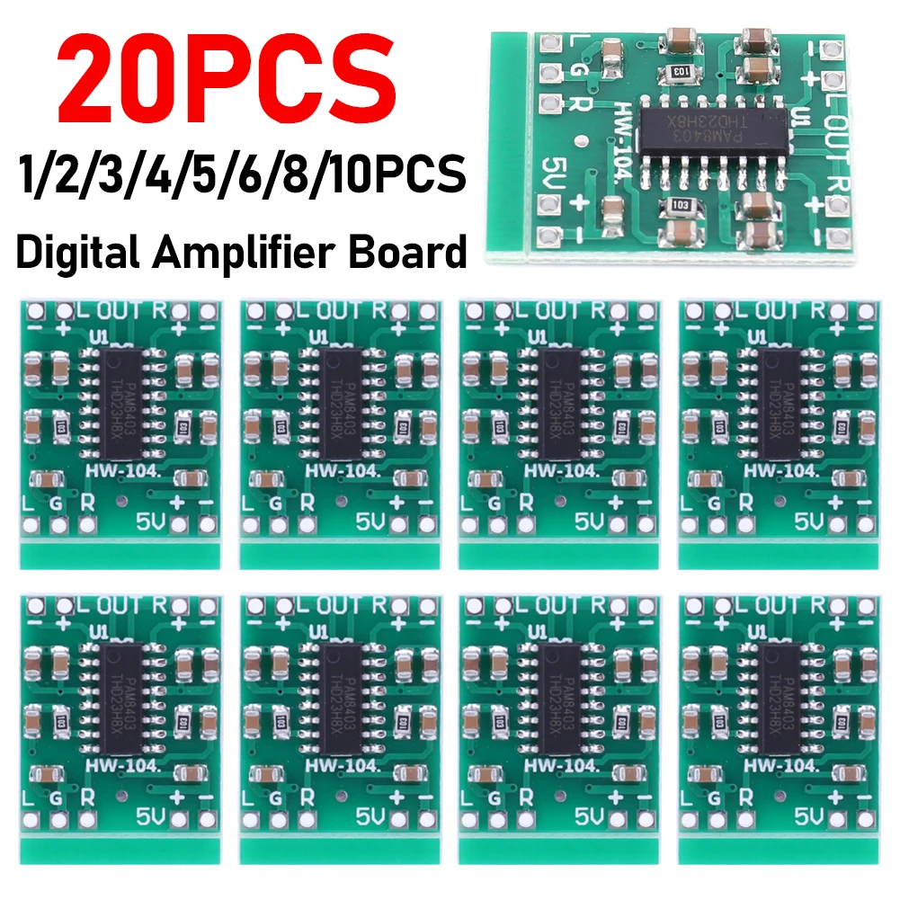 Lot De 3 Cartes Ampli Audio PAM8403 Mini - 5V, 3W+3W, Avec Potentiomètre Volume, Alimentation USB