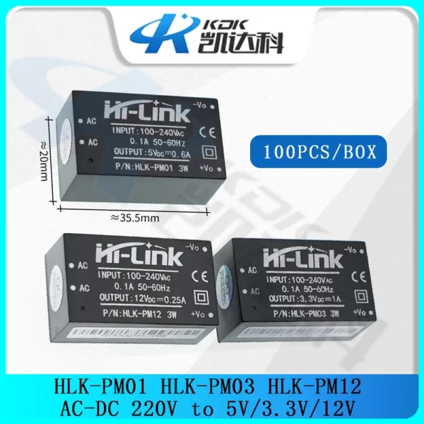Hi-Link HLK-PM01 Modulo Alimentatore AC-DC 220V A 5V – 3 Pezzi, Isolato, Ultra-sottile, Per Smart Home E Automazione