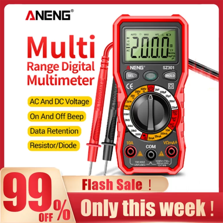 Multimètre Numérique ProTechTrader PDM-631 | 7 Fonctions : AC/DC, Tension, Résistance, Transistor, Diode, Continuité, Buzzer | Grand écran LCD - 5