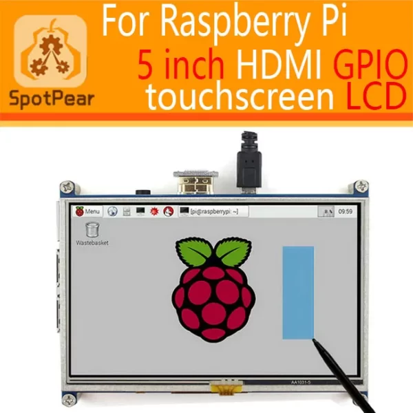 Écran Tactile 3.5 Pouces Pour Raspberry Pi 5 Avec Boîtier ABS Noir Et Ventilation