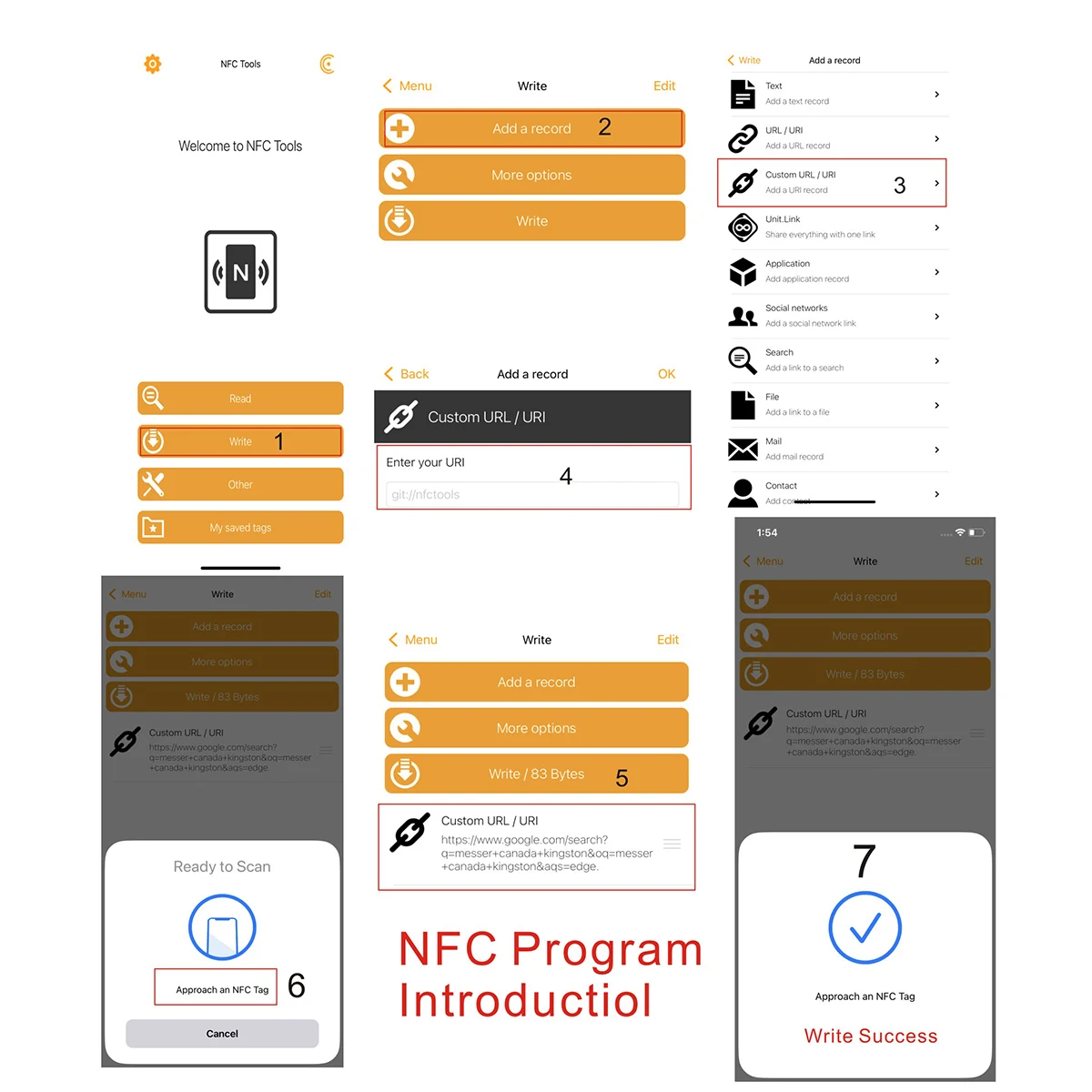 Instructions sur la façon d'écrire votre lien NFC