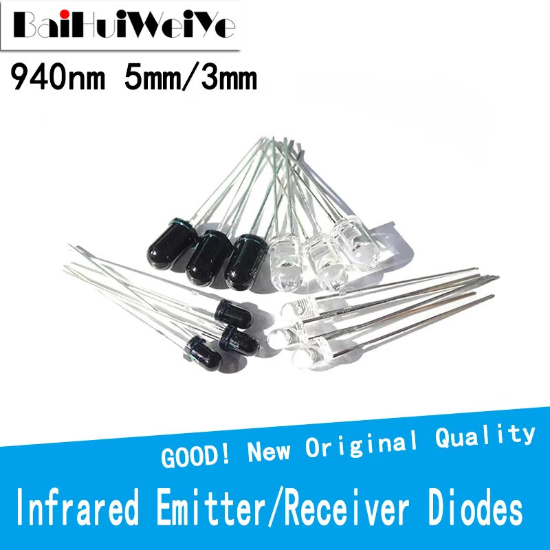 10 Pièces Diodes Infrarouges 5 Mm 940 Nm – 5 émetteurs Et 5 Récepteurs IR, Pour Projets électroniques Et DIY